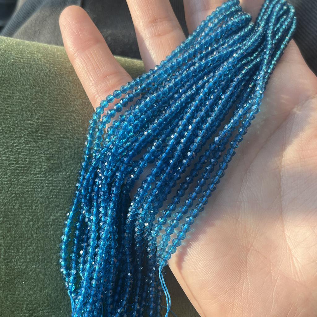 5 Strang, Facettierte Naturstein Spinellperlen, Modische Marineblaue Lose Zwischenperlen, 2mm, 3mm für DIY Halskette, Armband, Fußkettchen Zubehör Handwerk 38cm