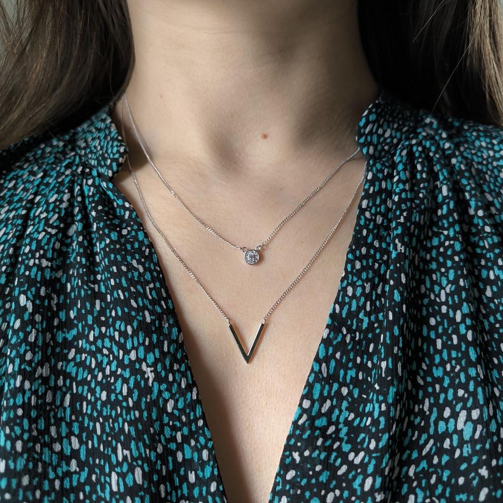 Silberne Halskette mit Zirkonia, Gewicht des Produkts 3,43 g (2184010)