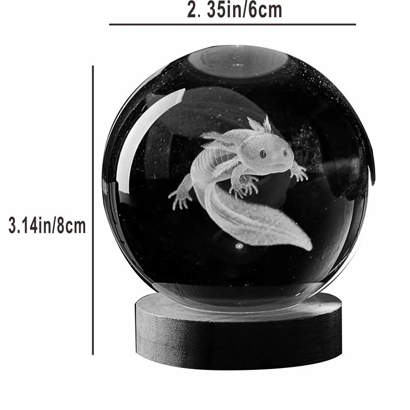 3D laserem gravírované Axolotl křišťálové koule barevné noční světlo, přítelkyně spolužačka manželka děti narozeninový dárek domácí dekorace