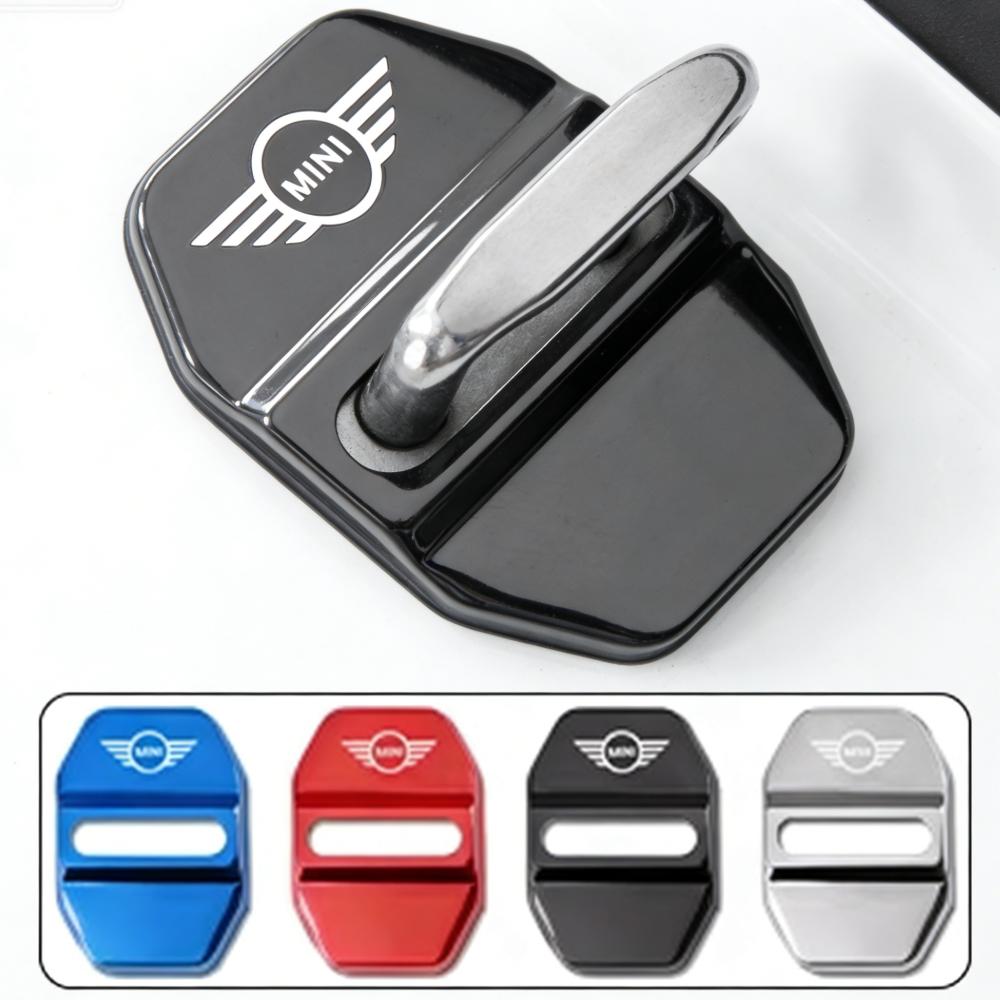 4Pcs For Mini Cooper Works One JCW R56 R53 F54 F55 F56 F57 F60 Coupe Metal Car Door Lock cover Protective Buckle Cover Sticker