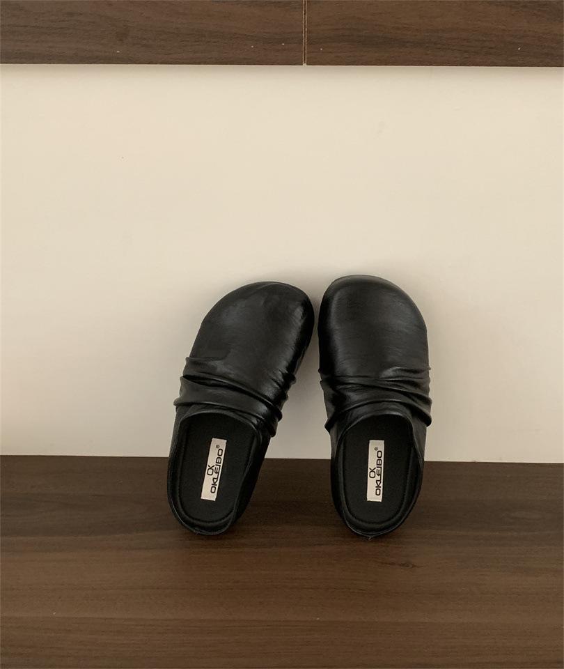 Ретро нишевые цветные баотоу полушлепанцы на одной педали женские 2025 новые уличные ленивые туфли-мюли на платформе 35