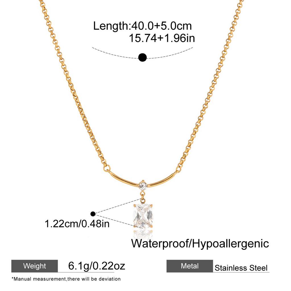 Yori Delicate Bling Cubic Zirconia Pendant Stainless Steel Luxury Necklace High-Grade Fashion Shiny Jewelry Gift Unisex
