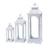 Outdoor Garden Metal Candle Lantern Wedding Vintage Candle Holder Glass White Large Lantern Set