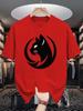 Trendy Unisexs Summer Tee Circular Cat Head Print Soft Cotton Crew Neck Short Sleeve Casual Loose Street Daily Wear Top Male