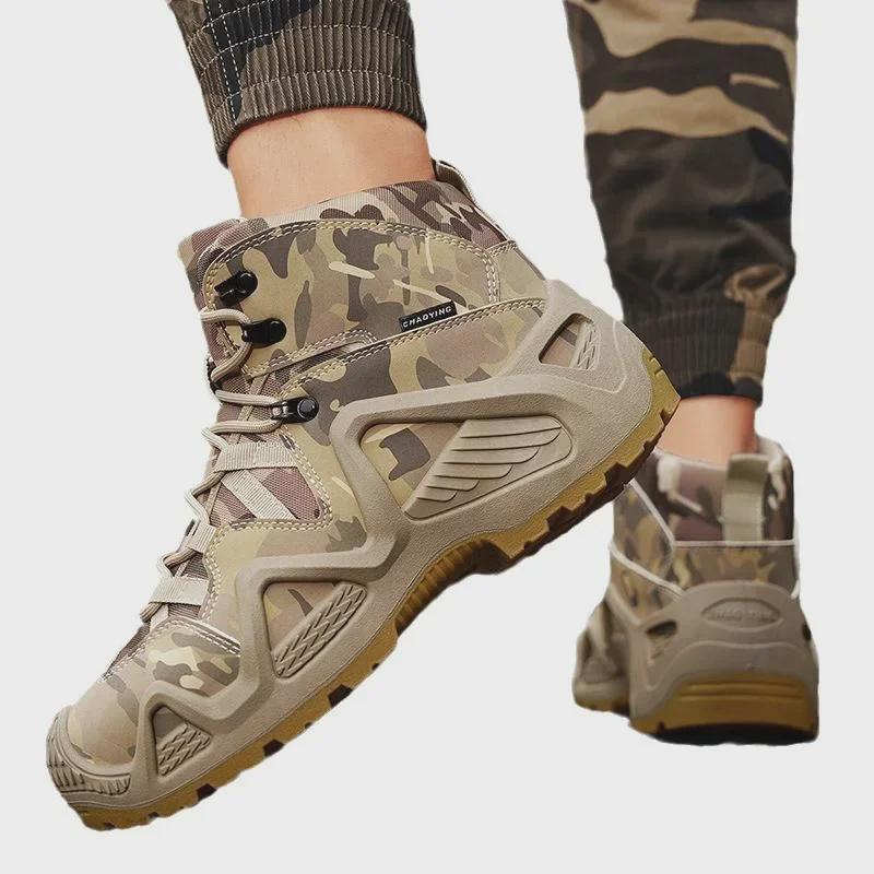 Pantofi de Drumeție Camuflaj pentru Bărbați Toamnă/Iarnă 2024 - Talpă Groasă, Mid-Cut Martin, Îmbrăcăminte de Lucru Outdoor