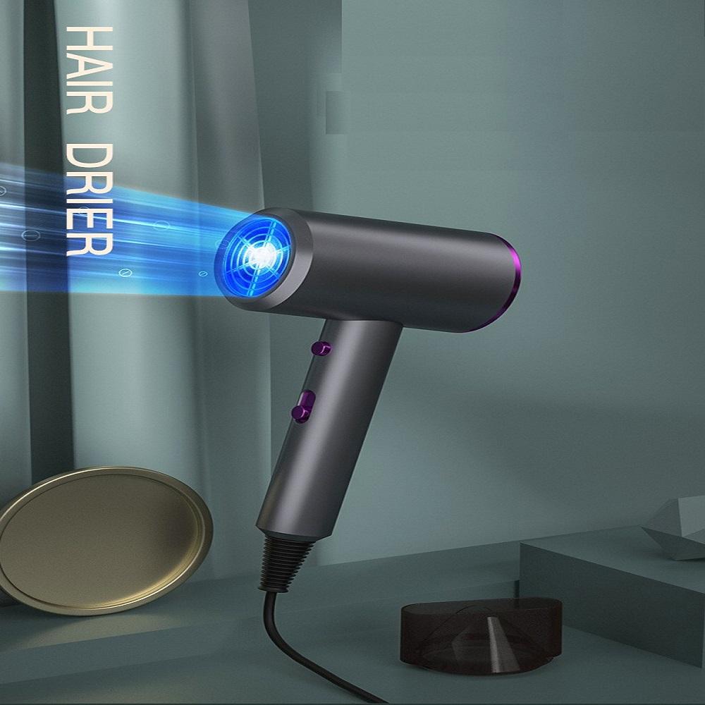Hair Dryer Negative Ionic Blow Dryer Fast Drying High Speed Low Noise Hairdryer for Home Travel Gray