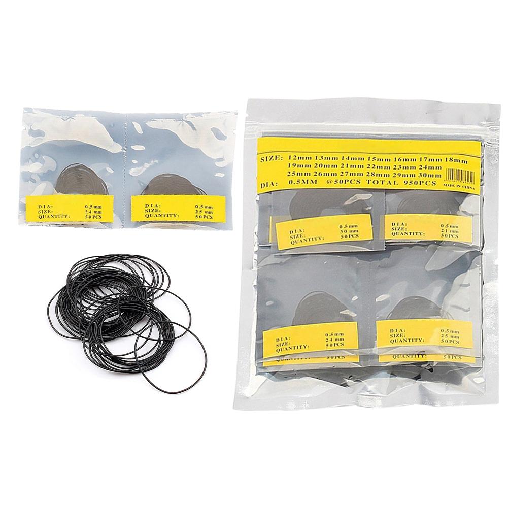 950pcs O Ring Watch Back Gasket Rubber Sealing Washers Set Replacement 12‑30mm 0.5mm
