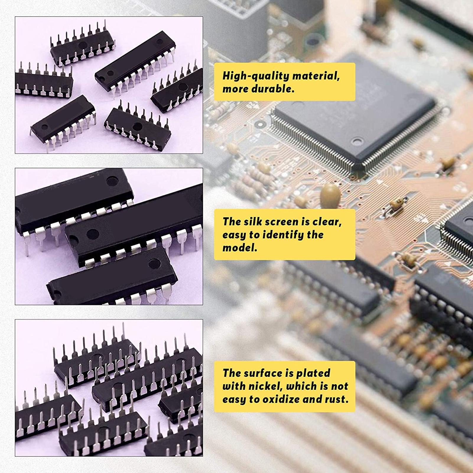 

66 шт. IC-роз єм для мікросхем Ізольований пластиковий плоский вивід Набір асорті IC Компоненти схеми від 6P до 28P