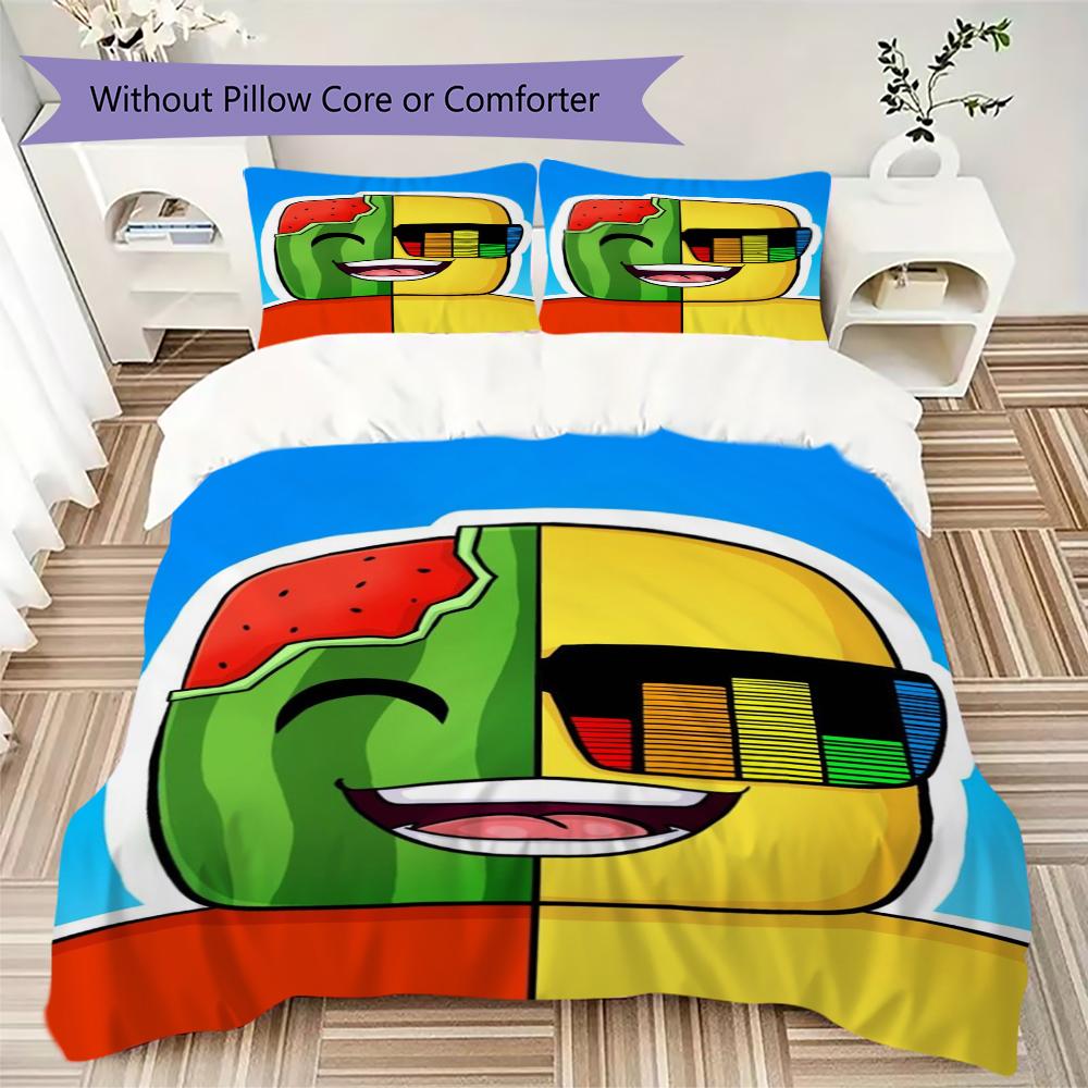 Sunny & Melon Pattern Bedding Uilt Set Uilt Cover Pillowcase Home Decoration Birthday Gift (1 * Duvet Cover + 2 * Pillowcase Without Core)185