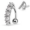 Set of 8 Zircon Pearl 316L Stainless Steel Navel Rings Sexy Body Piercing Jewelry for Women Belly Button & Dangle for Wedding