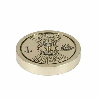 Vintage Look Brass Paper Weight With 100 Years Calendar Gift Desk Decor