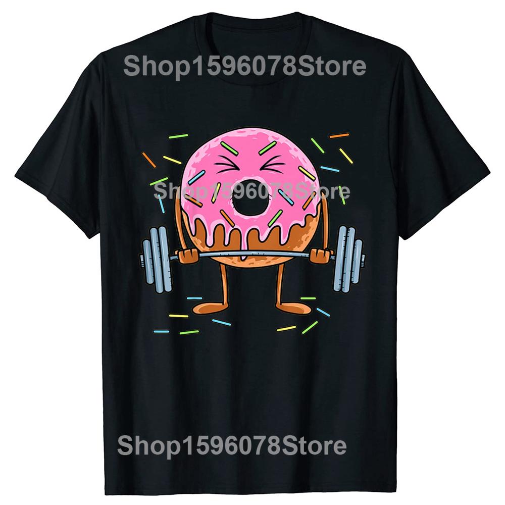 Donuts and Deadlifts Funny Doughnut Workout Tee Shirt Summer Cool Tshirt Men Short Sleeve Tshirt Powerlifter Tee T Shirt