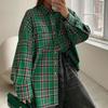 Autumn Plus Plaid Shirt Long Sleeved Lapel Button Loose Casual Shirt Blouses & Shirts
