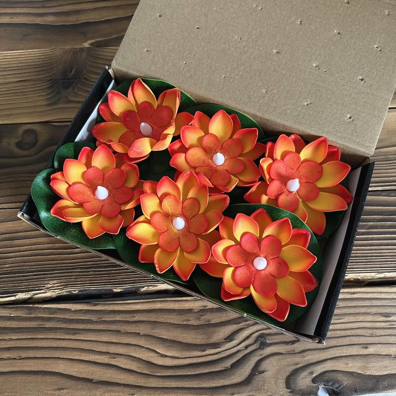 6PCS LED Lotus Night Lamp Floating Water Sensor Flower Lamp Garden Fish Tank Decor Festive Party Accessories Wishing Lotus Light
