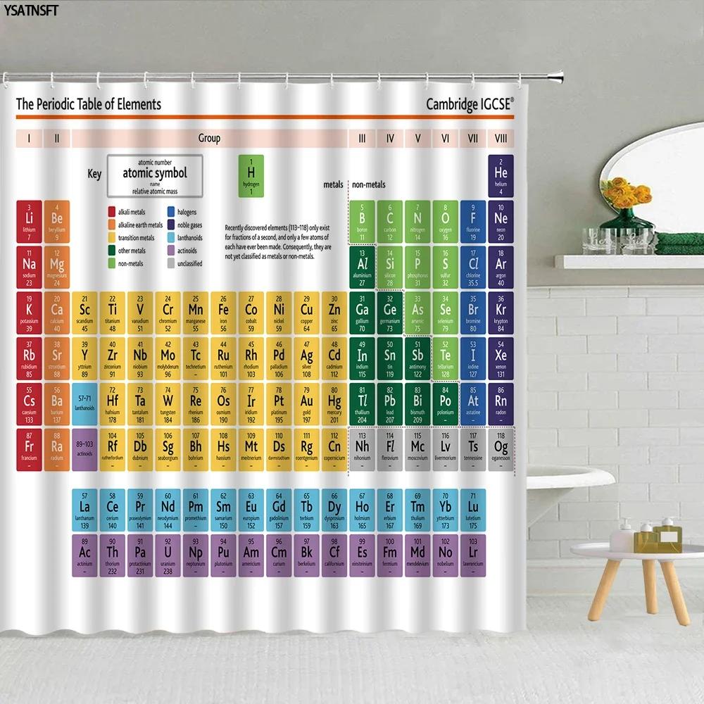 Creative Element Periodic Table Shower Curtain Modern Style Chemical Digital Pattern Bathroom Supplies Cloth Curtains Decorati