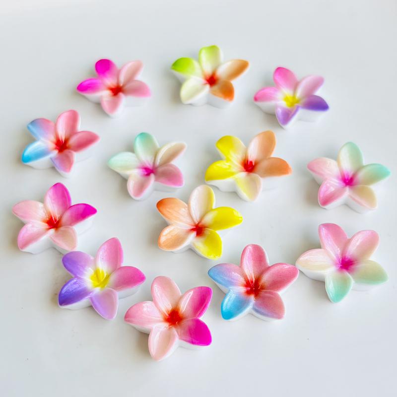 10 Pcs New Cartoon Colorful Dreamy Five-Petaled Flowers Resin Flat Back Scrapbook Diy Jewelry Hair Accessories Decor Crafts A92