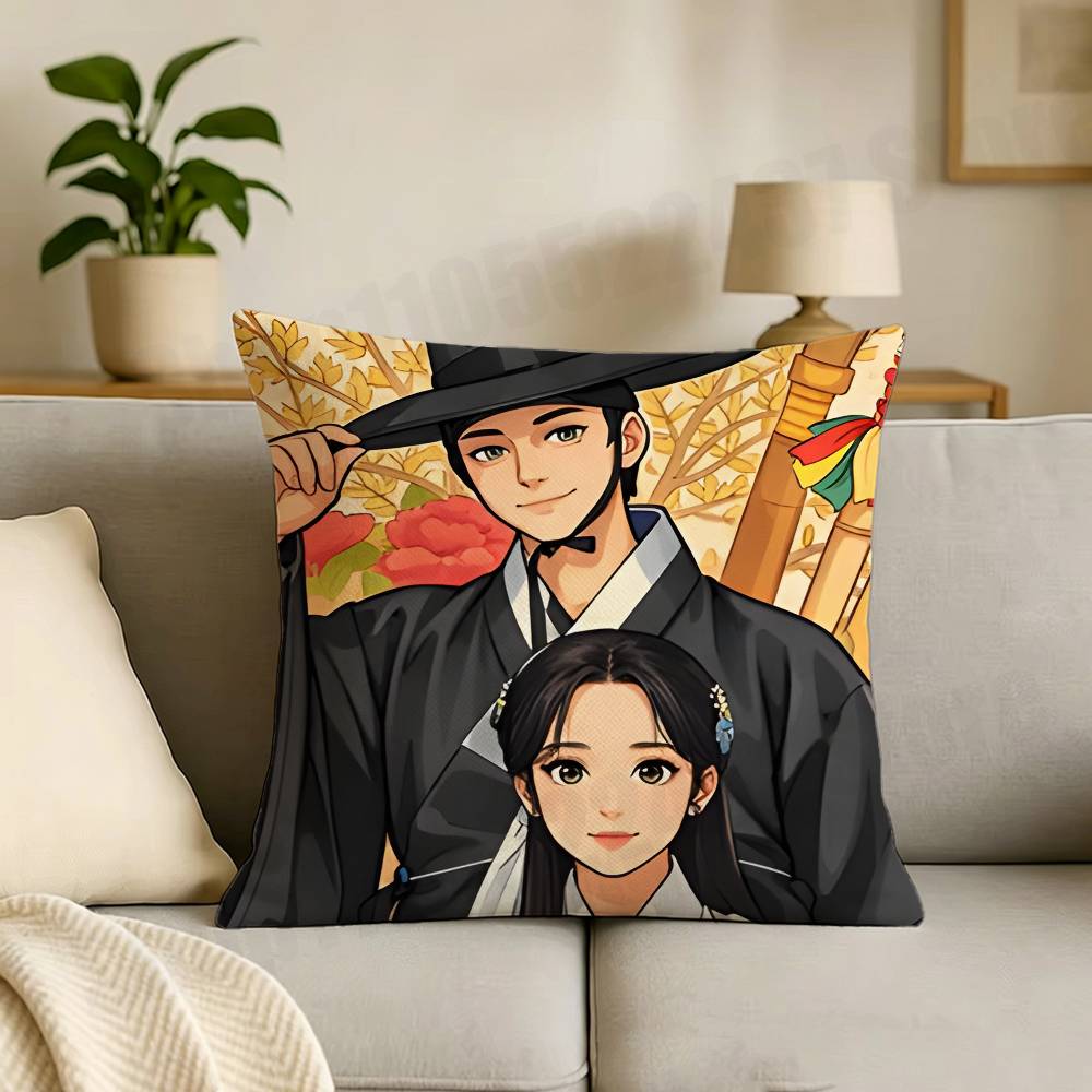 Korean Lover Cartoon Printing Pillowcase Customized Pillow Cover for Sofa Home Decor