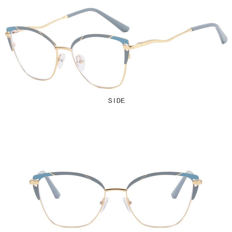 Ochelari de vedere pentru femei, rame metalice pentru ochelari, anti-lumină albastră, nouă ramă pentru ochelari, lentile prescrise pentru femei, care se potrivesc cu culorile