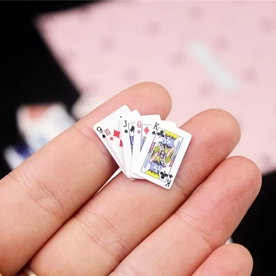 54 Piezas Mini Modelos Creativos de Cartas de Póker, Baraja Pequeña para Juegos de Viaje y Decoración de Escritorio