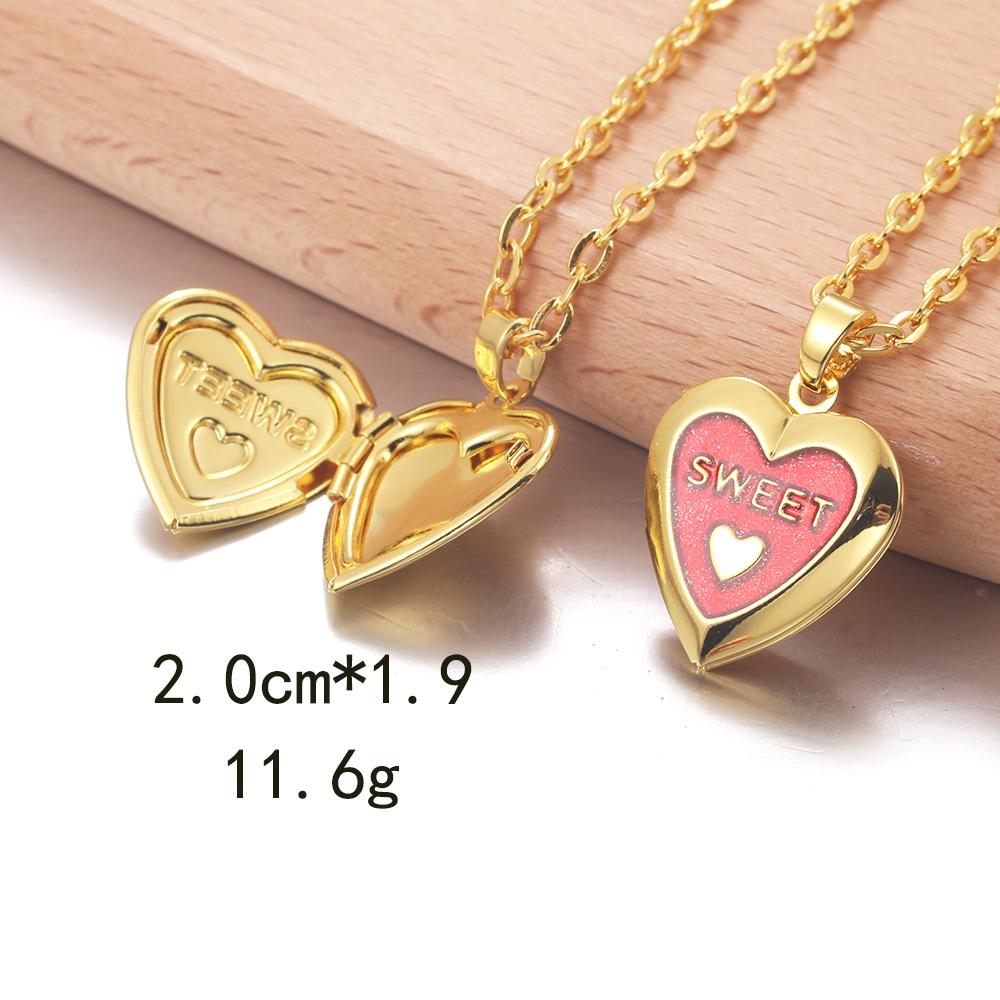 Golden Locket Pendant Mood Necklace Emotion Women Men Lovers Photo Frame Box Choker Necklaces Fashion Love Enamel Jewelry
