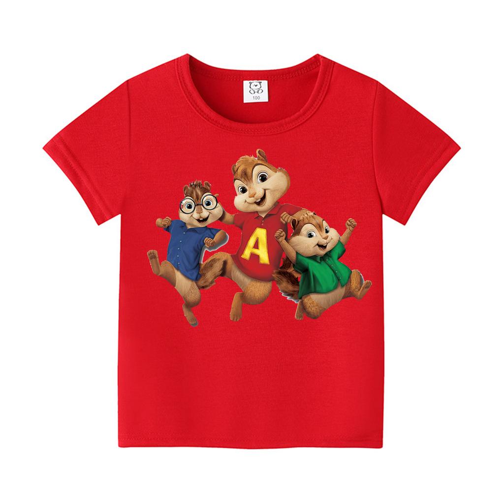 Ropa Linda de Ardilla de Dibujos Animados de Moda Camiseta de Verano de Manga Corta para Niños y Adolescentes Niños y Niñas