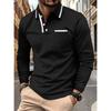 Casual Business Collared Top Spring/Autumn Season Long-Sleeved Polo Shirt Men's Top Skin-Friendly Comfort Solid Colour T-Shirt