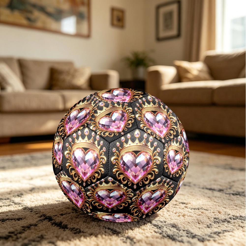 1pc Royal Heart Crown Size 5 Soccer Ball Professional Match Training Football Indoor &Outdoor Sports Ball Lightweight Durable m6512