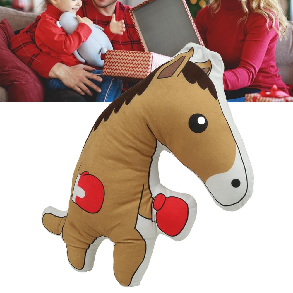 Funny Horse Cartoon Emotion Stuffed Toy Doll Stuffed Animal Pet Horse PillowBoxing Horse