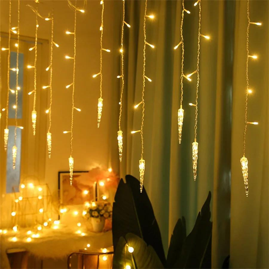 5-40M LED Icicle Lights Outdoor Christmas Icicle String Light Connectable Window Curtain Fairy Light for Patio Garden Decor