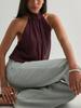 2026 Euro-American Style Halterneck Chiffon Top - Slim, Sexy, Backless, Solid Color for Vacation