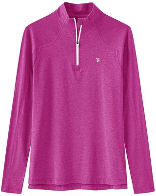 [YSENTO] Long T-Shirt, Women's Sports T-Shirt, Fitness Shirt, Long Sleeve T-Shirt, Half Zip Up, Golf Wear, Running, Trekking, Quick Drying Shirt, 03