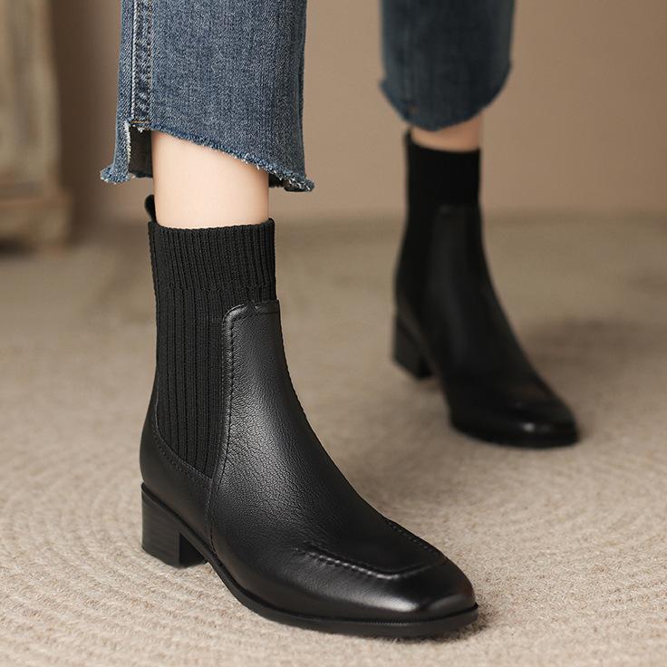 

Французские эластичные носки, женские, на толстом каблуке, темпераментные, вязаные, квадратные, короткие, сращивающиеся, абрикосовые, на среднем каблуке, осенние 34 чёрный