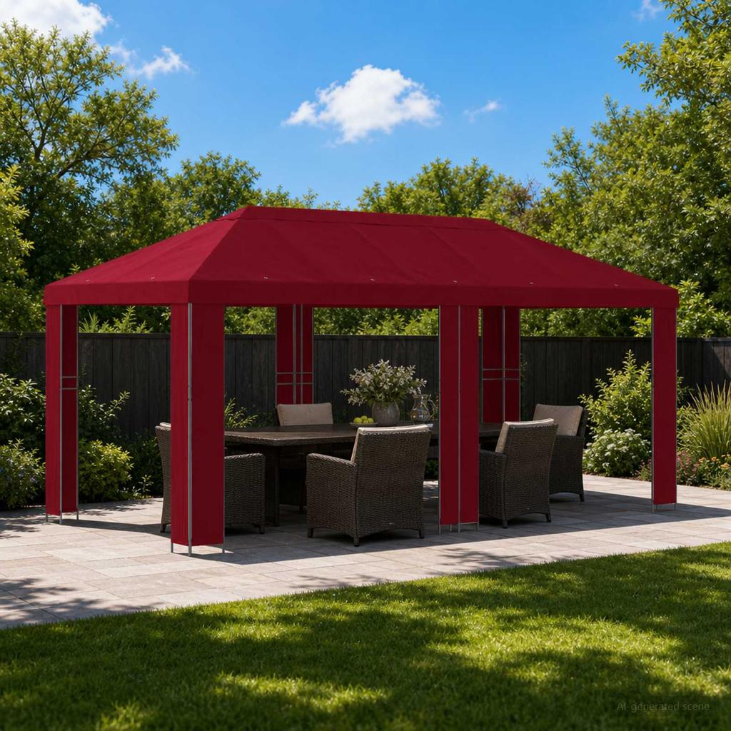 Garden Pavilion 6 X 3 M Bordeaux Red Polyester and Steel 190