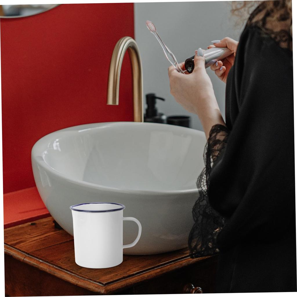 EXCEART Enamel Measuring Cup 500ml Beaker Measuring Cup Mug with Measurement Markings, Heat Resistant, Kitchenware, Cooking, Stylish, White with