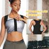 Women Sweat Vest Workout Top Fitness Running Vest Zipper Sauna Shirt Silver Coated Sweatshirt Fat Burning Exercise Sport Apparel Plus Size Gym Vest