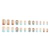 24Pcs Square Fake Nail Press On Nail Artificial Nail False Nail Glues On Nail with Flower Designs French Nail Tips