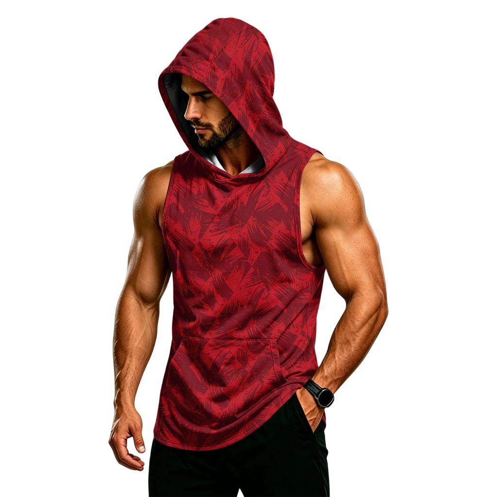 Men's Sleeveless Hoodie Muscle Fit Gym Tank Top Breathable Quick Dry Workout Vest for Fitness Training and Sports