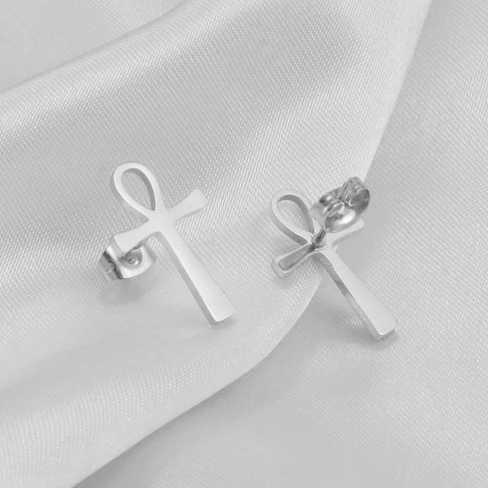 Anniyo 1.9cm Ankh Stud Earrings for Women Girls Africa Egypt Nile Key Traditional Ancient Egypt Ethnic  #273921