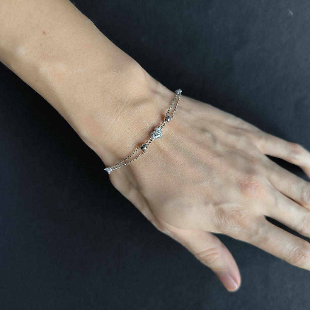 Серебряный браслет с фианитами, вес изделия 1,9 гр (2208952)