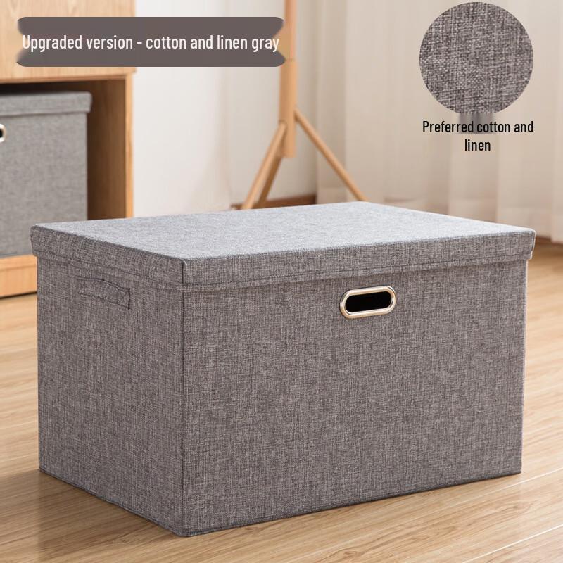 Handun Floral Foldable Cotton Linen Storage Box with Lid