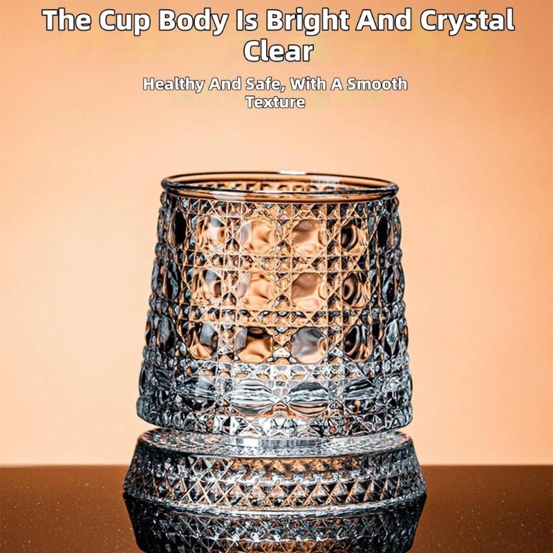 Premium Clear Whiskeys Glass with Rotating Base for Stress Reduction Crystal Cocktail WIne Glass Elegant Glassware Gift