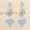 Yousheng 1 Pair Hoop Earrings Shining Cubic Zirconia Geometric High-end Pendant Dress Up Hypoallergenic Rose Flower Heart Dangle Earrings Fashion