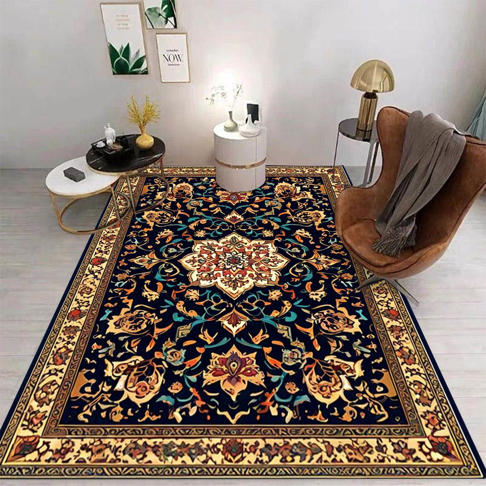 Retro Bohemian Persian Carpet Anti-Slip Wear-resistant Rug Indoor and Outdoor Living Room Bedroom Easy Clean Home Decor Classic