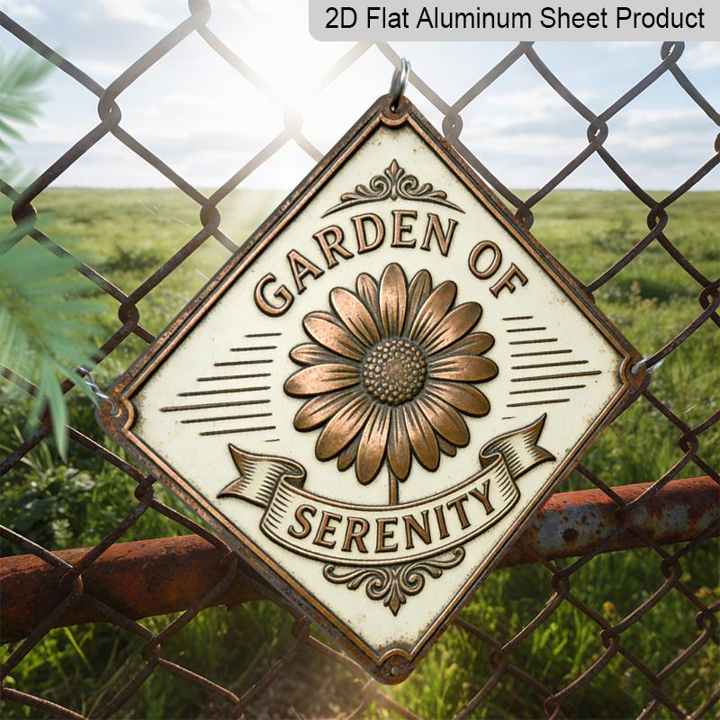 2D Flat, 1pc Vintage Serene Garden Theme Aluminum Wall Plaque - Thin Metal Sign Suitable for / Decoration - Memorial Gift for Father, Wall-Mounted