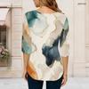Women Plus Size Round Neck Half Sleeve Printed T Shirt Curved Hem