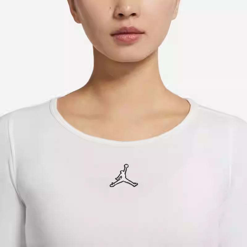 Jordan Flight Solid Color Logo Print Long Sleeve Crew Neck T-Shirt Women Tops White DQ4466-100