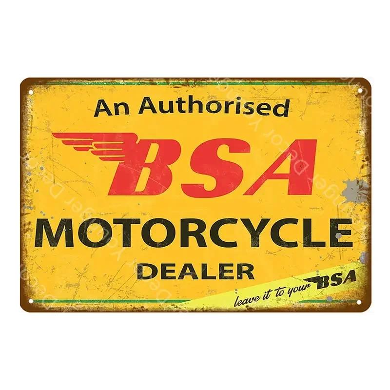 Retro BSA Motorcycles Metal Plate Norton Indian Tin Signs Vintage Metal Poster Garage Decor Club Pub Bar Wall Decoration YJ175