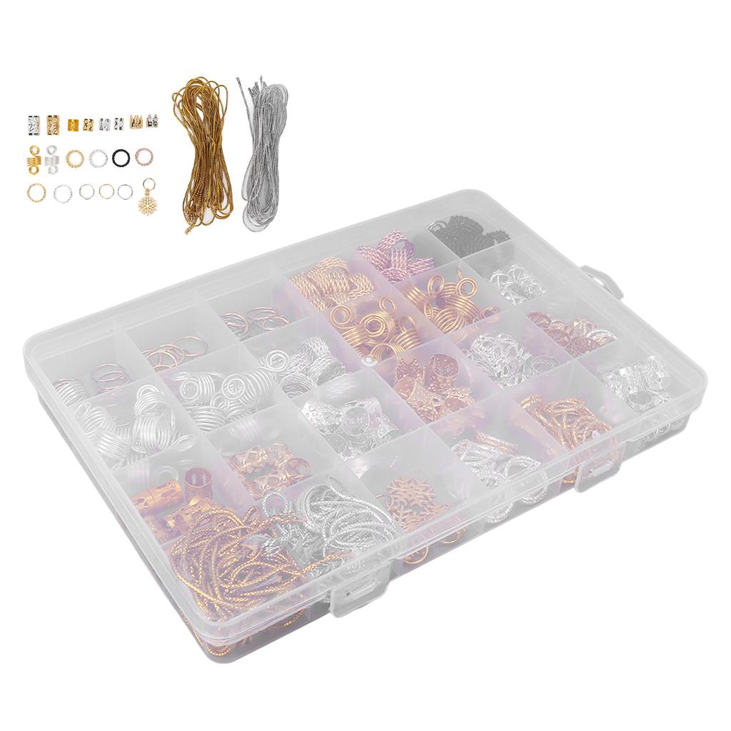 259pcs Dreadlock Bead Ring Kit DIY Exquisite Fashionable Hair Braid Ring Clips Decoration Accessories