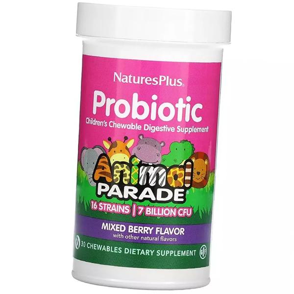 Probiotic for Children, Animal Parade Probiotic Children's Chewable Digestive, Nature's Plus 30 Tabs Berry Mix (69375012)