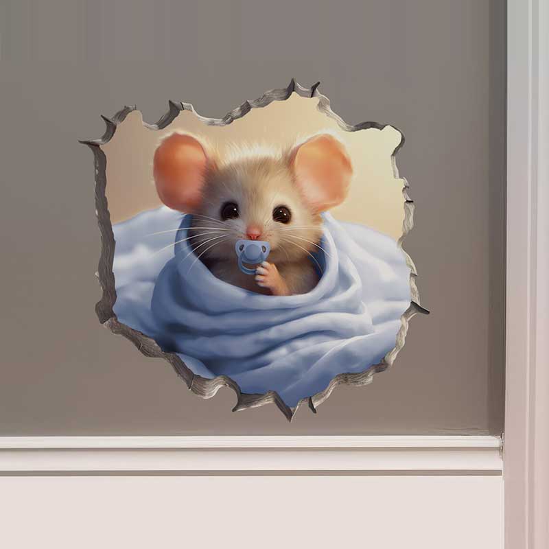 It's a Girl Mouse in Mouse Hole Decal - Dance Baby Shower Gift Wall Sticker Mouse Decor Waterproof Decals Stickers M452
